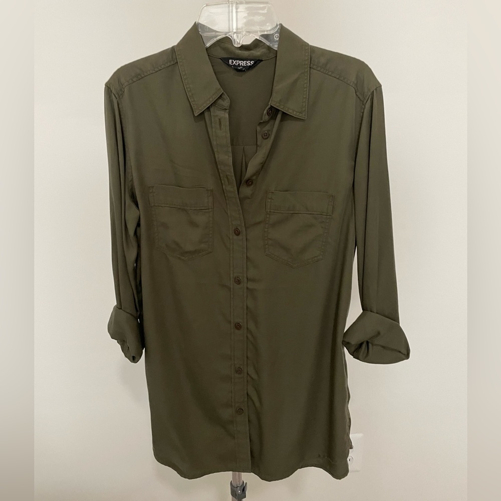 Olive green button down shirt from express